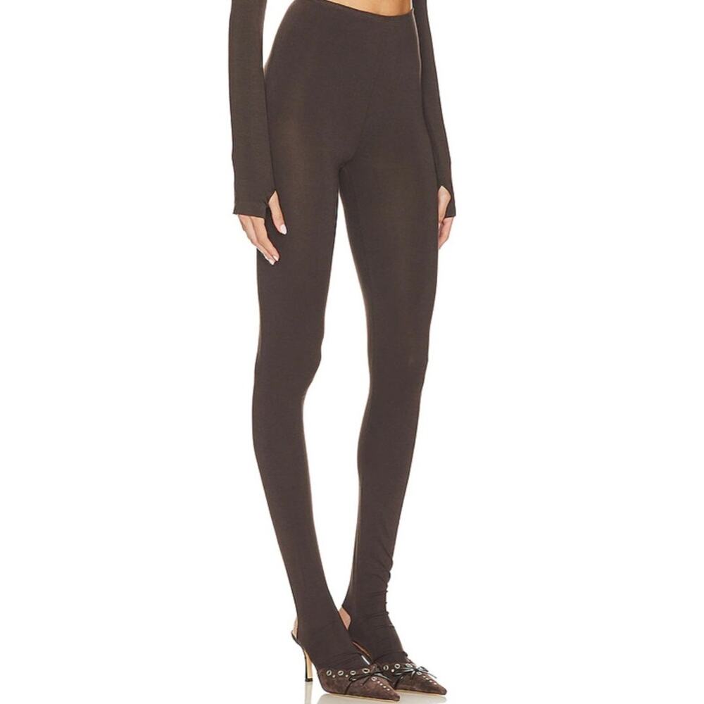 Norma Kamali NWT Legging with Footie Chocolate Brown Women's Size XS